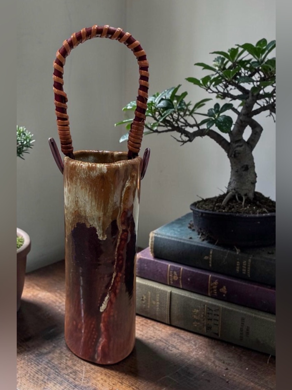 Japanese wall pocket drip glaze vase